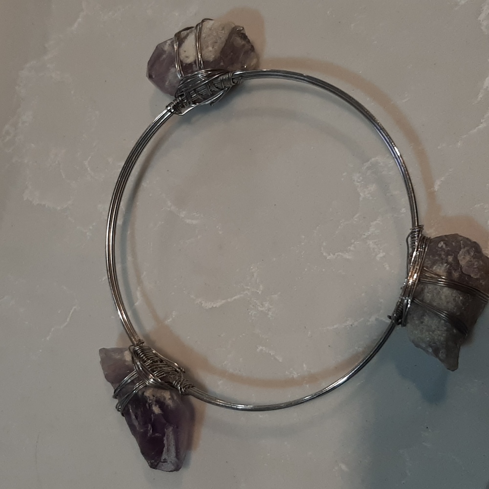 Handmade amethyst crystal bangle